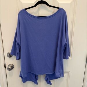 Three Bird Nest Must Have Ruffle Open Back Tee in Periwinkle Size XL NWT